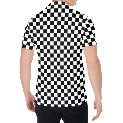 Black And White Checkered Pattern Print Men's Shirt