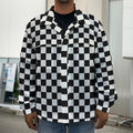 Black And White Checkered Pattern Print Men's Shirt Jacket