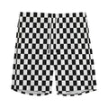 Black And White Checkered Pattern Print Men's Athletic Shorts