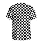 Black And White Checkered Pattern Print Men's Sports T-Shirt