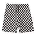 Black And White Checkered Pattern Print Men's Swim Trunks
