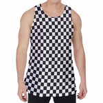 Black And White Checkered Pattern Print Men's Velvet Tank Top