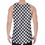 Black And White Checkered Pattern Print Men's Velvet Tank Top