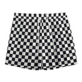 Black And White Checkered Pattern Print Mesh Shorts