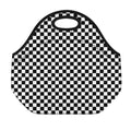 Black And White Checkered Pattern Print Neoprene Lunch Bag