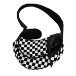 Black And White Checkered Pattern Print Pet Sling Carrier