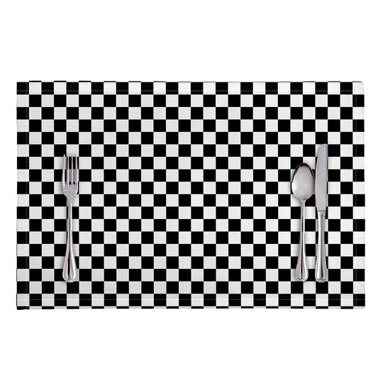 Black And White Checkered Pattern Print Placemat