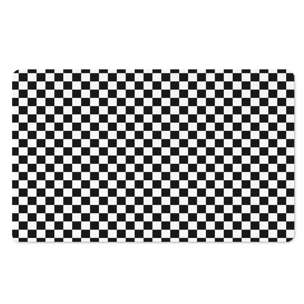 Black And White Checkered Pattern Print Polyester Doormat
