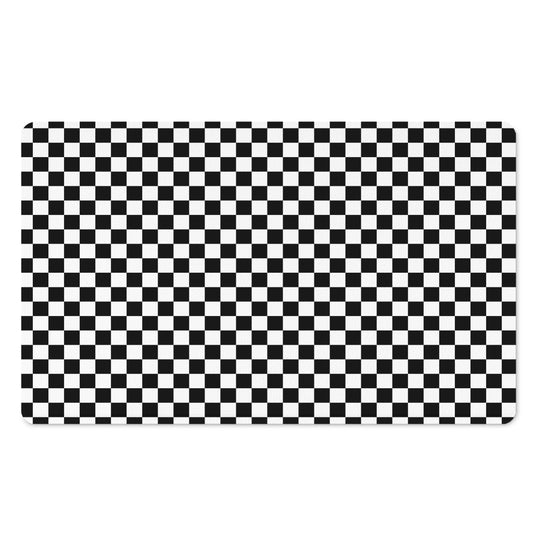 Black And White Checkered Pattern Print Polyester Doormat