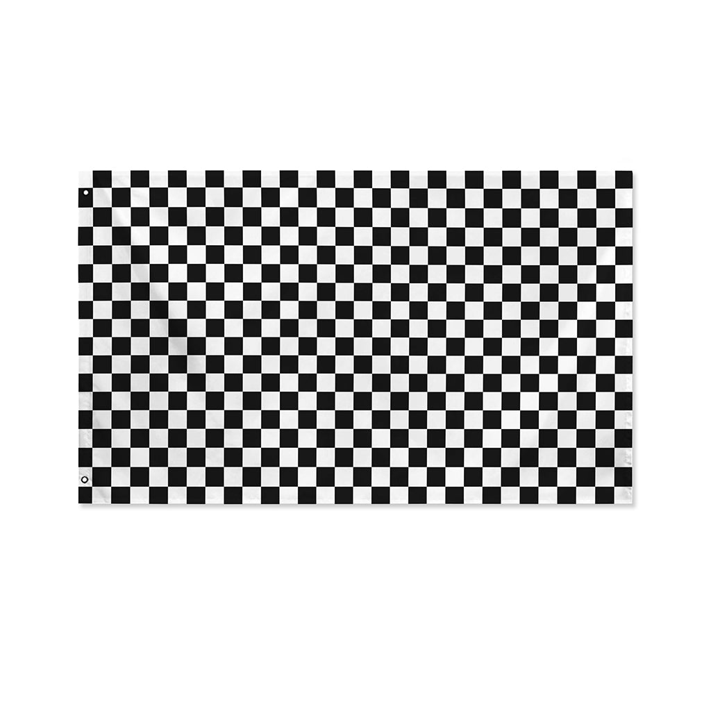 Black And White Checkered Pattern Print Polyester Flag