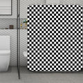 Black And White Checkered Pattern Print Polyester Shower Curtain