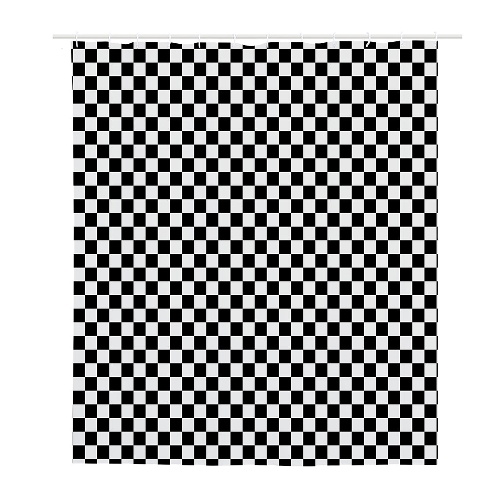 Black And White Checkered Pattern Print Polyester Shower Curtain