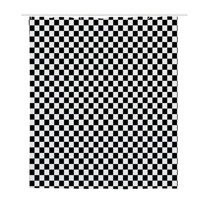Black And White Checkered Pattern Print Polyester Shower Curtain
