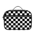 Black And White Checkered Pattern Print Portable Lunch Bag