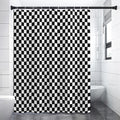Black And White Checkered Pattern Print Premium Shower Curtain
