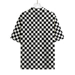 Black And White Checkered Pattern Print Rayon Hawaiian Shirt