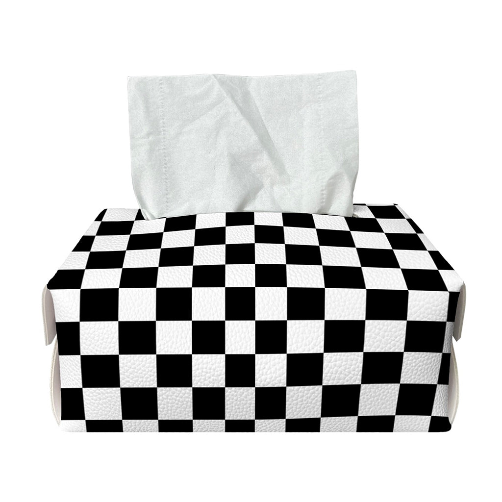 Black And White Checkered Pattern Print Rectangle Tissue Box Cover