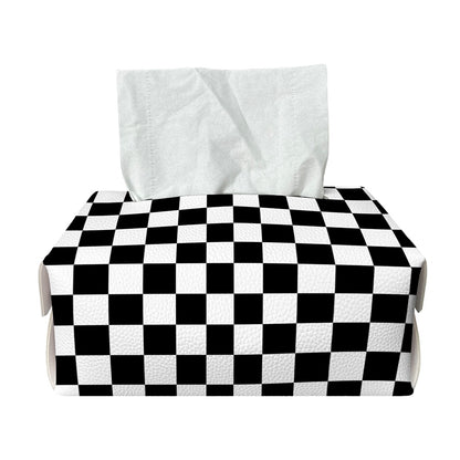 Black And White Checkered Pattern Print Rectangle Tissue Box Cover
