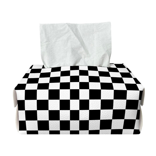 Black And White Checkered Pattern Print Rectangle Tissue Box Cover