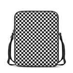 Black And White Checkered Pattern Print Rectangular Crossbody Bag