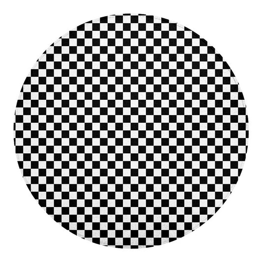 Black And White Checkered Pattern Print Round Blanket