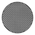 Black And White Checkered Pattern Print Round Floor Mat