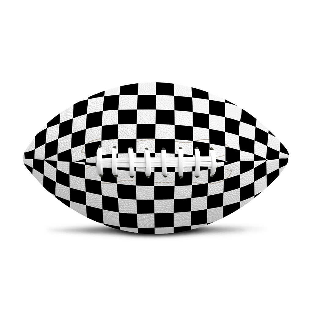 Black And White Checkered Pattern Print Rugby Ball