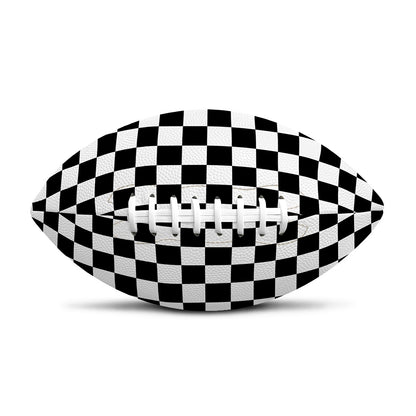 Black And White Checkered Pattern Print Rugby Ball