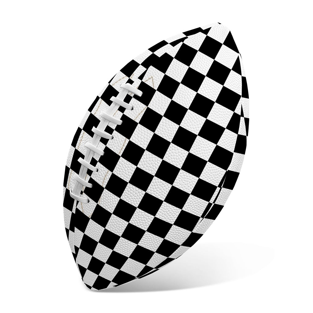 Black And White Checkered Pattern Print Rugby Ball