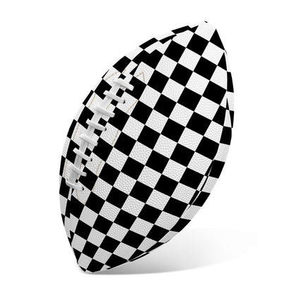 Black And White Checkered Pattern Print Rugby Ball
