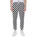 Black And White Checkered Pattern Print Joggers