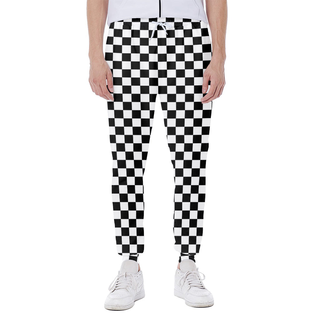 Black And White Checkered Pattern Print Scuba Joggers