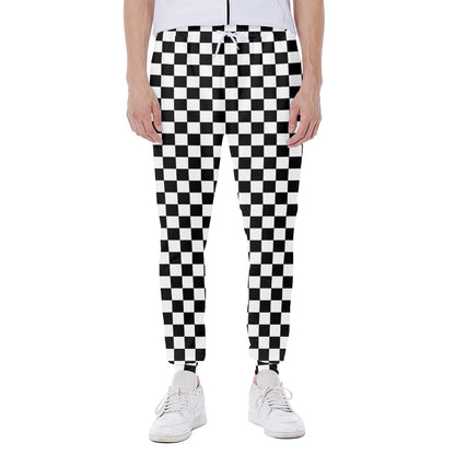 Black And White Checkered Pattern Print Scuba Joggers