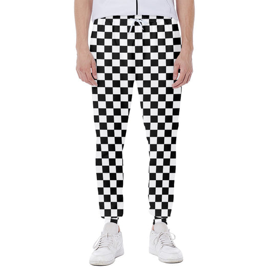 Black And White Checkered Pattern Print Scuba Joggers
