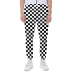 Black And White Checkered Pattern Print Scuba Joggers