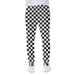 Black And White Checkered Pattern Print Scuba Joggers