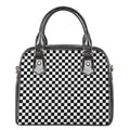 Black And White Checkered Pattern Print Shoulder Handbag