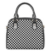 Black And White Checkered Pattern Print Shoulder Handbag