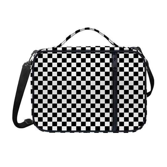 Black And White Checkered Pattern Print Shoulder Strap Bible Bag