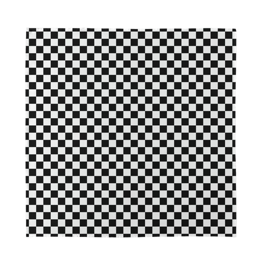 Black And White Checkered Pattern Print Silk Bandana