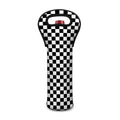 Black And White Checkered Pattern Print Single Neoprene Wine Tote