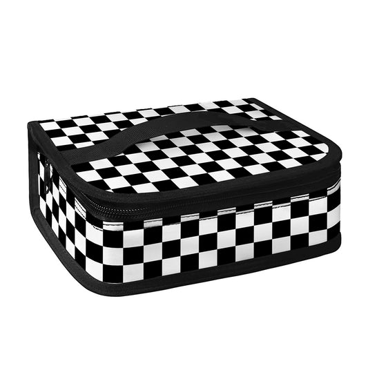 Black And White Checkered Pattern Print Small Lunch Bag