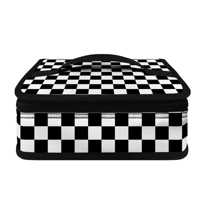 Black And White Checkered Pattern Print Small Lunch Bag
