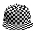 Black And White Checkered Pattern Print Snapback Cap