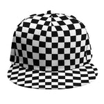 Black And White Checkered Pattern Print Snapback Cap