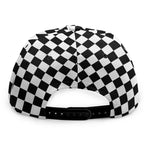 Black And White Checkered Pattern Print Snapback Cap
