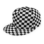 Black And White Checkered Pattern Print Snapback Cap