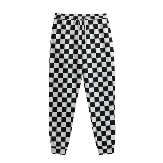 Black And White Checkered Pattern Print Sweatpants