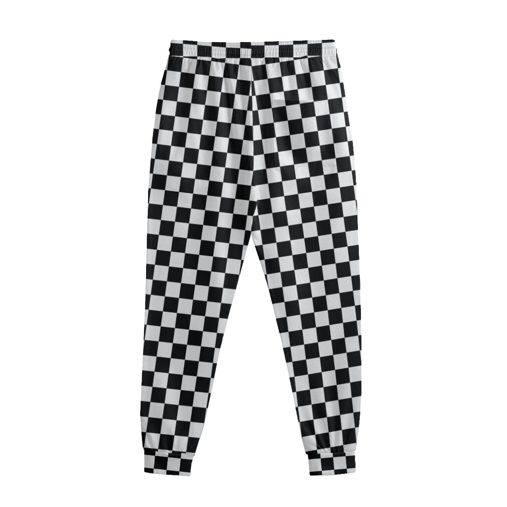 Black And White Checkered Pattern Print Sweatpants