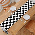Black And White Checkered Pattern Print Table Runner